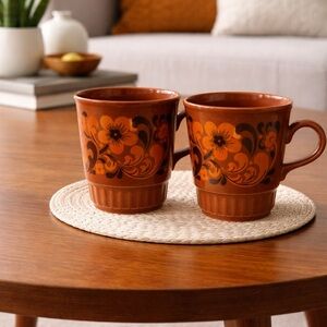 mid century modern Royal Alma Royal Staffordshire ironstone stacking mugs EUC